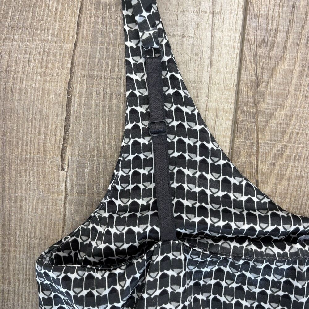 Vtg Y2K Geometric Black Gray Womens Tank XS Going Out Top Silky Layering Piece - Picture 6 of 11